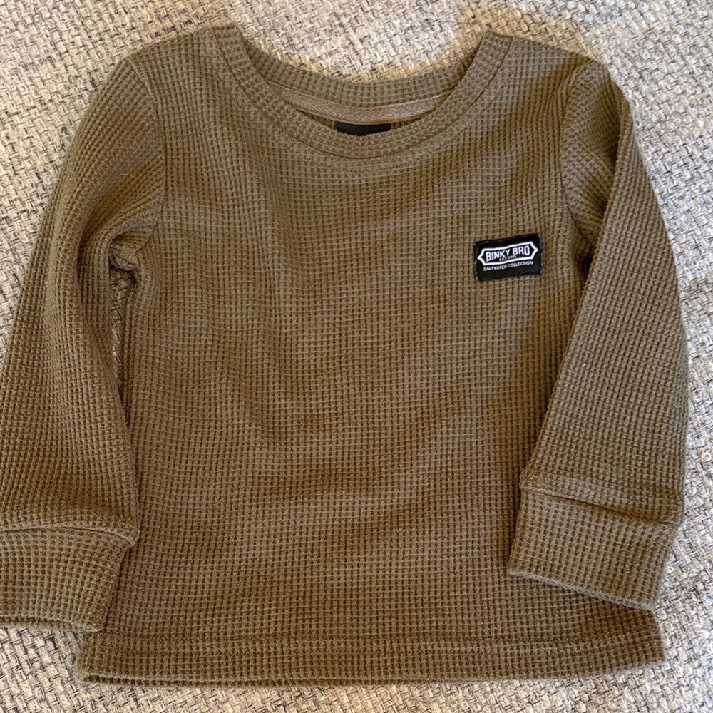 Binky bro baby Waffle Knit Long Sleeve in Olive green size 6-12 months